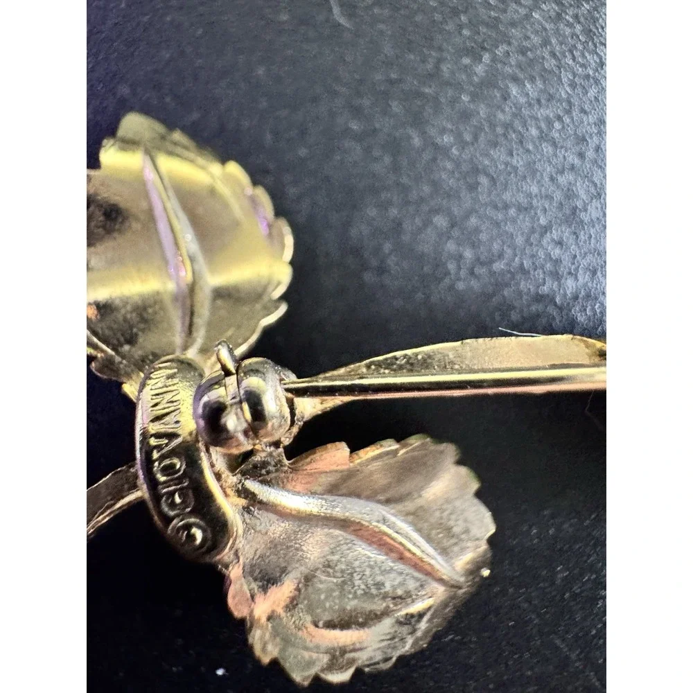 Vintage Giovanni Antonio Cerrito‎ Rose Brooch with Gold Tone on Edges